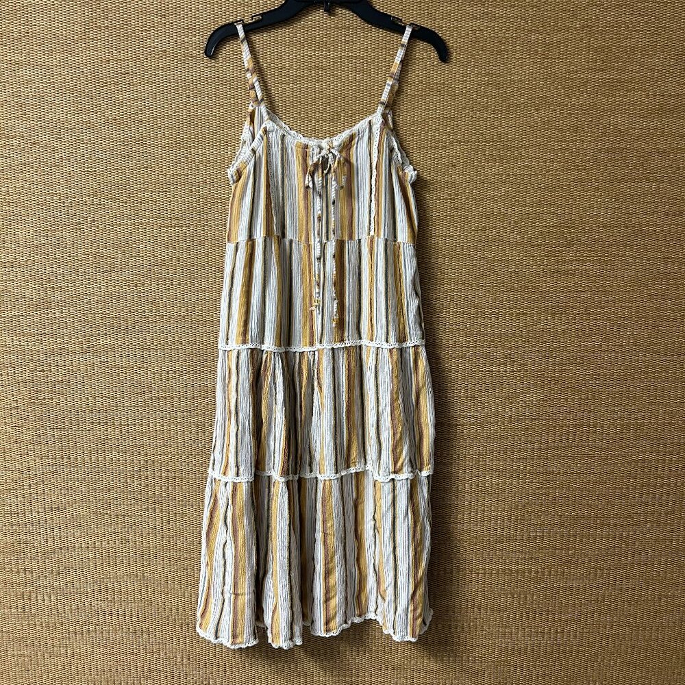 Angie Girls Dress Size XL Cream Yellow Brown Stripe
